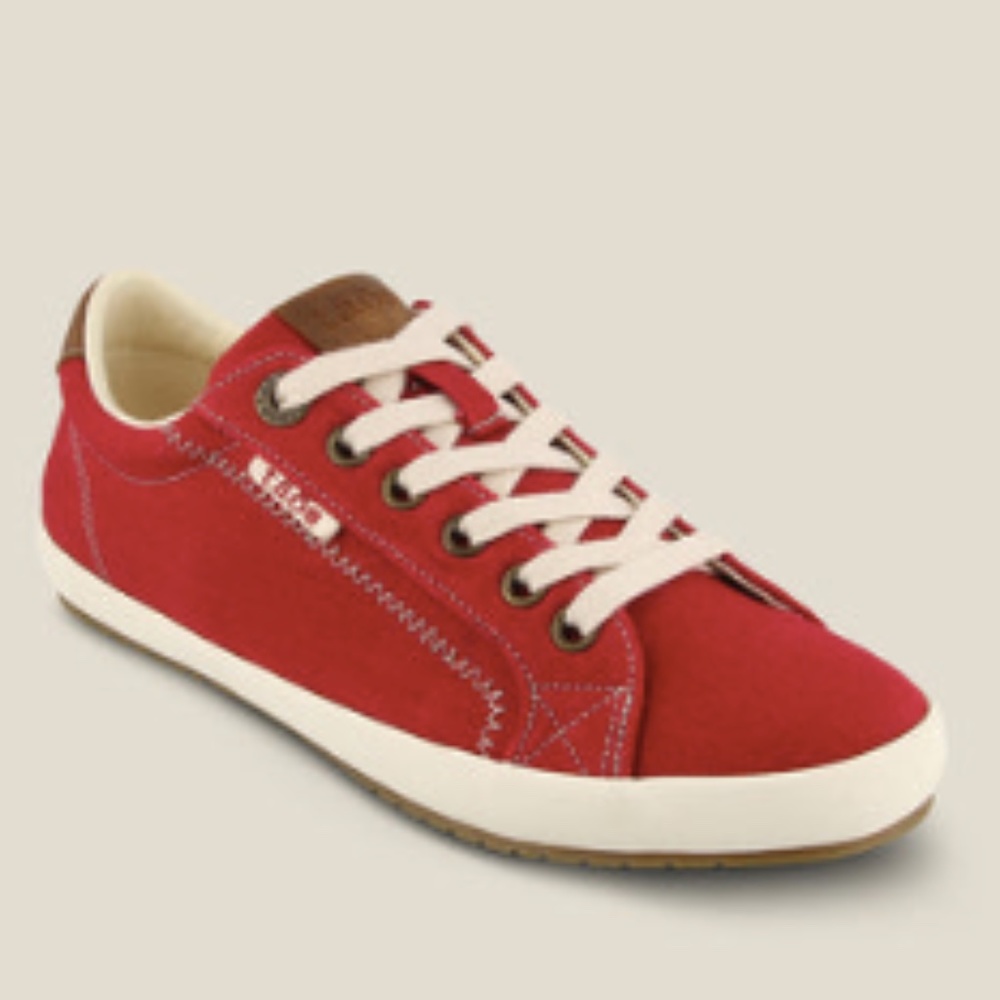 Taos Star Burst Red Canvas leather trim comfort sneakers shoes NEW 7.5